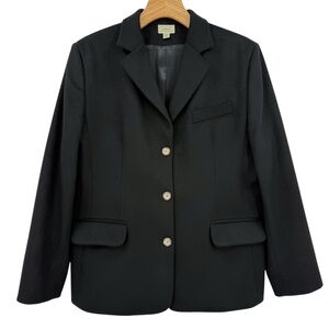 L.L. Bean Wool Cashmere Black Blazer Jacket Size 14P